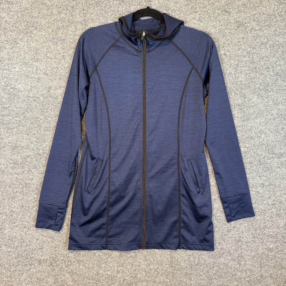 Ruby Ribbon Shirt Womens Small Blue‎ Zip Up Hooded Sweatshirt Shapewear